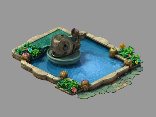 Disney main city – Geyser Pool 03 3D Model