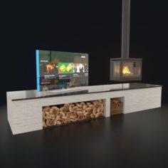 Tv and Fireplace set 3D Model
