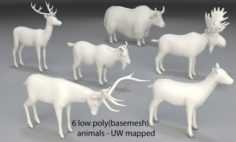 Animals-6 peaces-low poly-part 7 3D Model