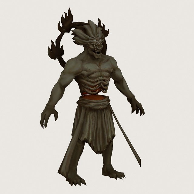 Low poly 3D Monster – Di Fu Statue 3D Model