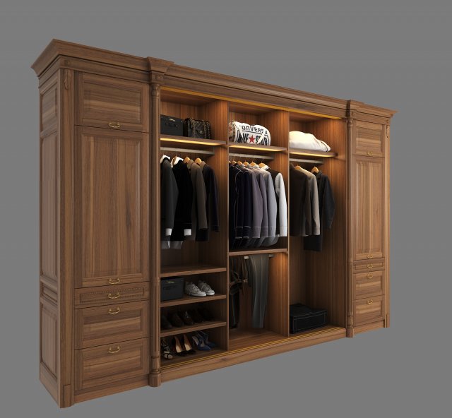 Wardrobe with Clothes 2 3D Model