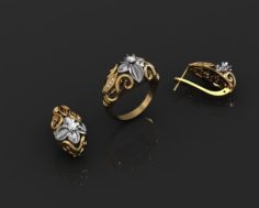 Set of gold with diamonds 3D Model