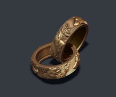 Wolf wedding ring 3D Model