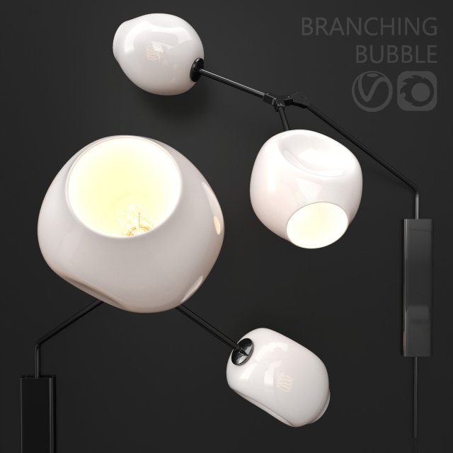 Bra Branching bubble by Lindsey Adelman MILK BLACK 3D Model