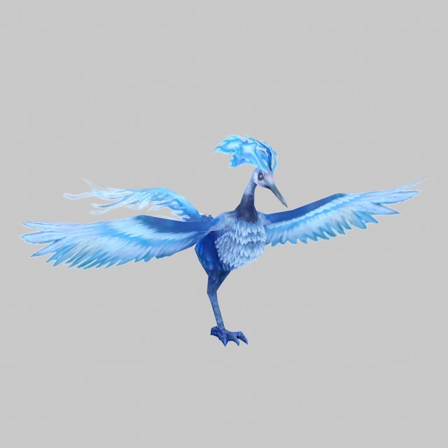 Low poly 3D Monster – Blue Phoenix 3D Model