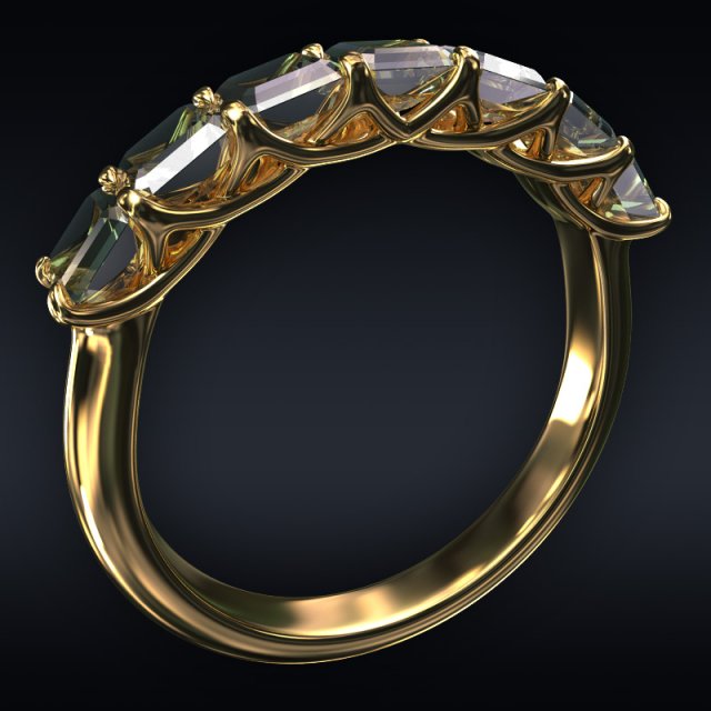 Ring 7 square stones 3D Model