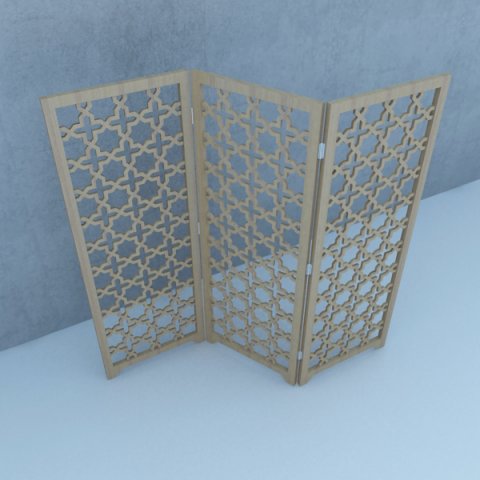 Traditional Moroccan Wood Screen 3D Model