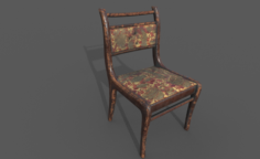 Low poly Old chair with holes from the shots Free 3D Model