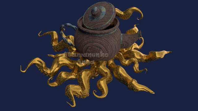 Kettle with octopus 3D Model