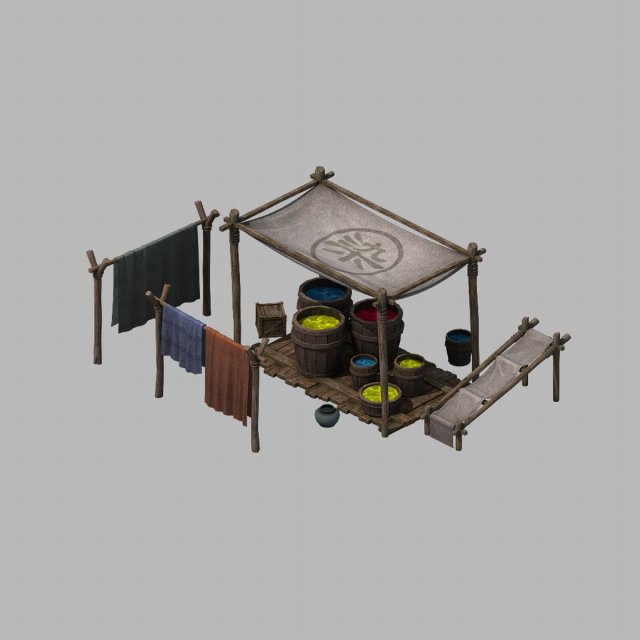 Small vendors – dye cloth Square 01 3D Model