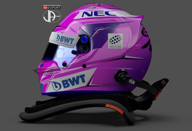 Racing helmet Bell HP7 with Hans systemOcon fantasy design 3D Model