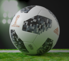 ADIDAS Telstar 18 Fifa World CUP ball on grass scene 3D Model
