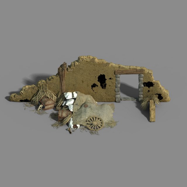 Monster Camp – Broken Earth Wall Cottage 8 3D Model