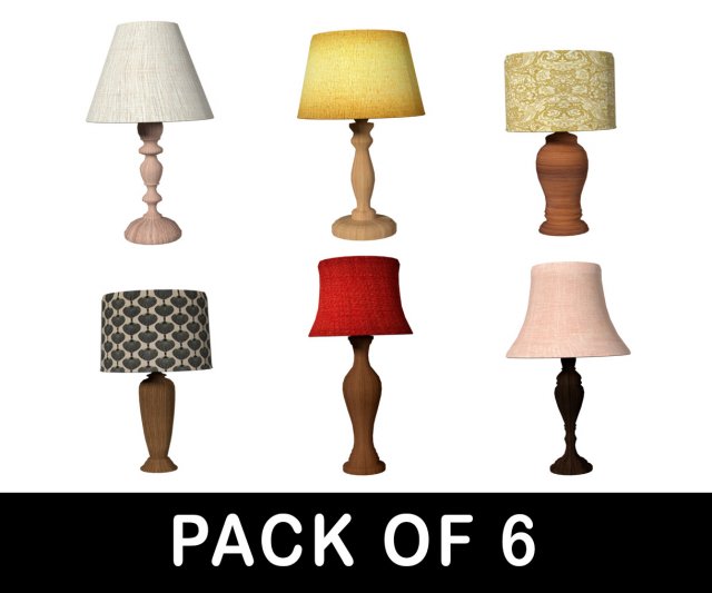 Table Lamps Collection – Pack of 6 3D Model