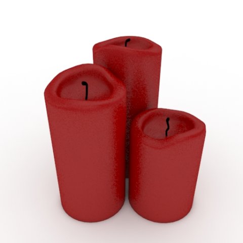 Red Candles 3D Model
