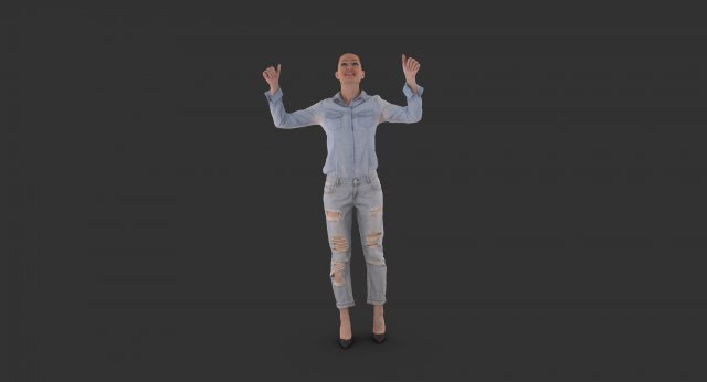 Young Fan Woman 3D Model