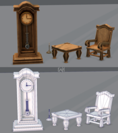 Furniture set for game 3D Model