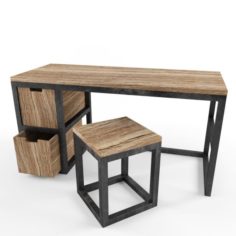 Table and stool 3D Model