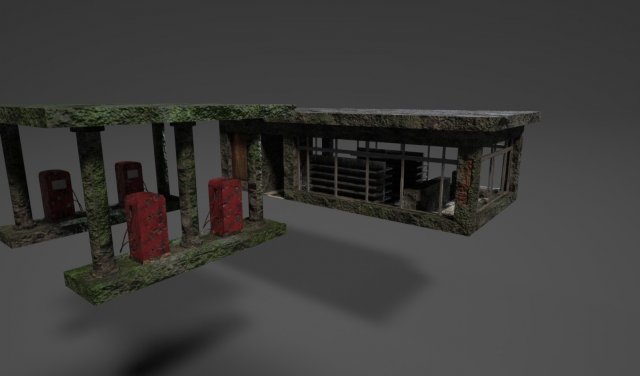 Ruined Gas Station Free 3D Model