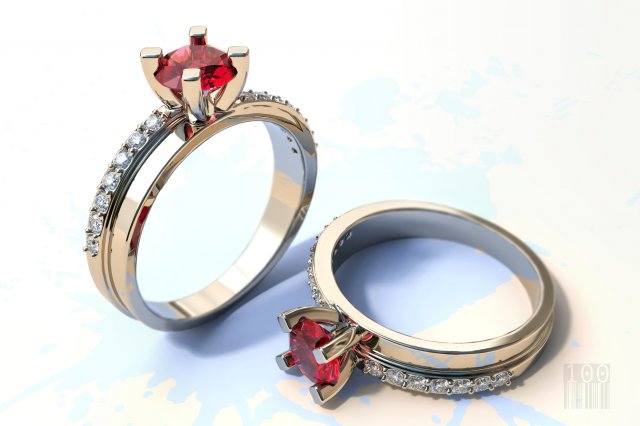 Women ring with stones 3D Model
