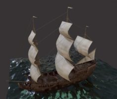 3D Sailboat Galleon model 3D Model