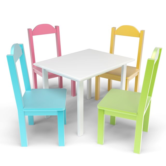 Kids Table and Chairs Set 3D Model