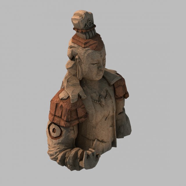 Stone Statue Group – Buddha Image 02 3D Model