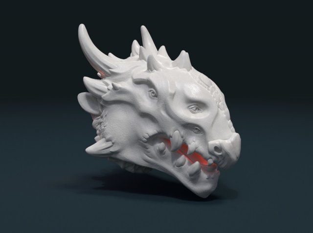 Demon Dragon Head 3D Model