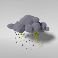 Low Poly White Cloud – storm model Free 3D Model