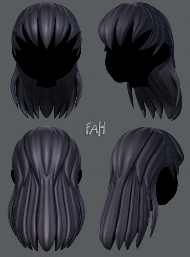 3D Hair style for girl V16 3D Model 