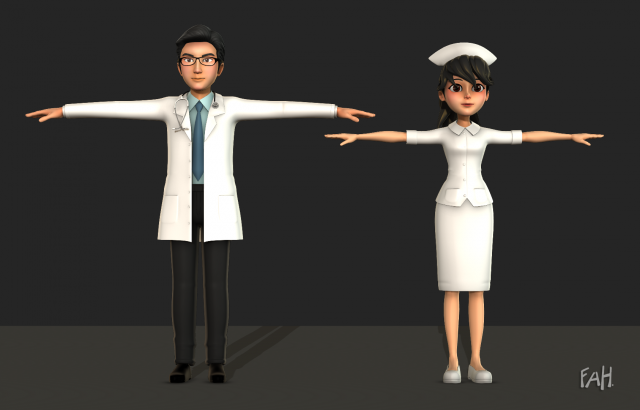 Doctor and Nurse 3D Model