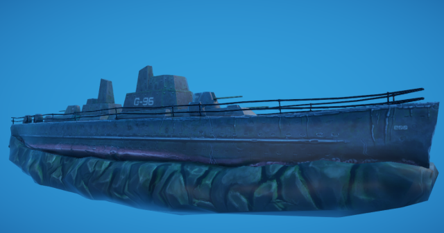 3D Battleship Shipwreck 3D Model