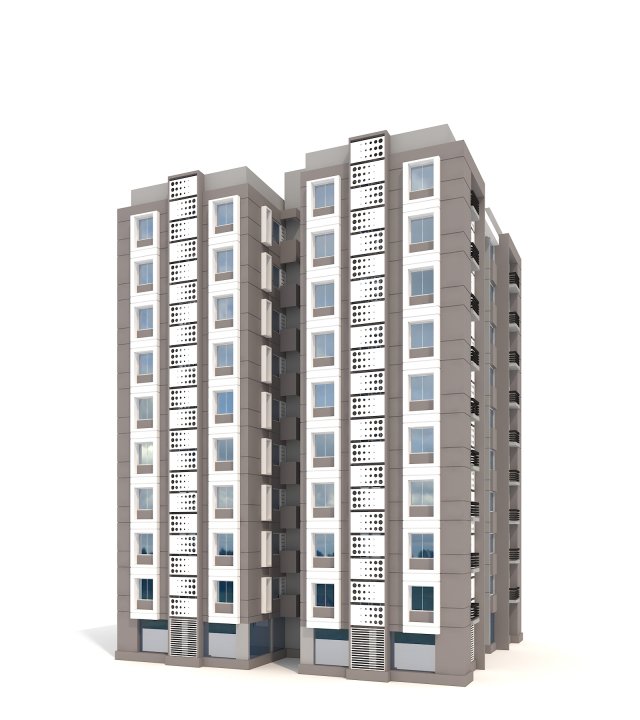 Residential Building Skyscraper 3D Model