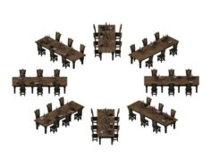 Library – Reading Tables and Chairs 01 3D Model