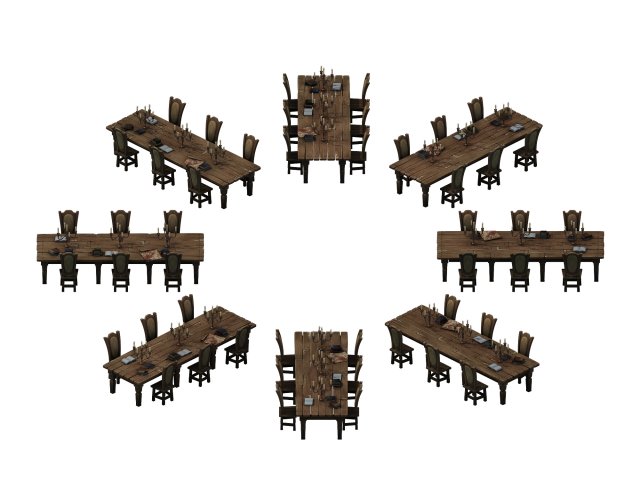 Library – Reading Tables and Chairs 01 3D Model