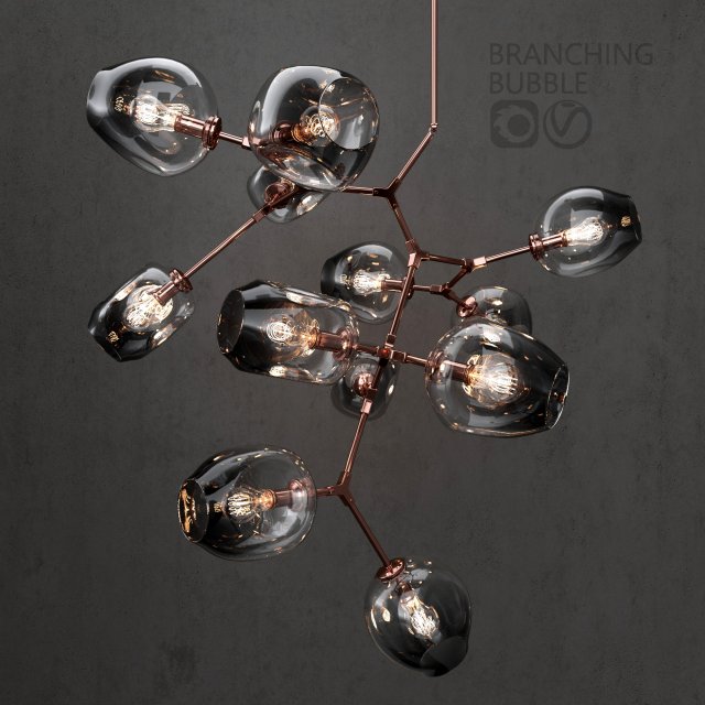 Branching bubble 12 lamps by Lindsey Adelman DARK COPPER 3D Model