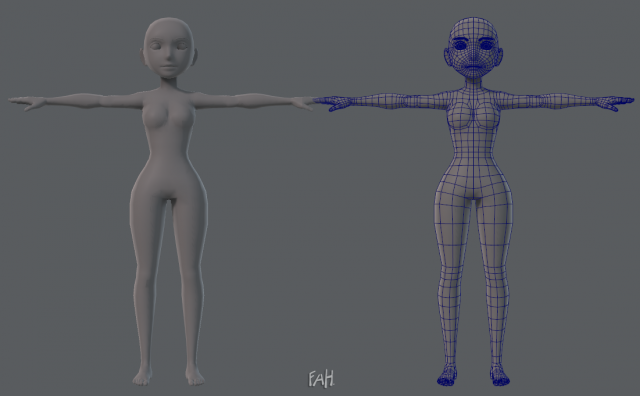 Base mesh woman character V03 3D Model