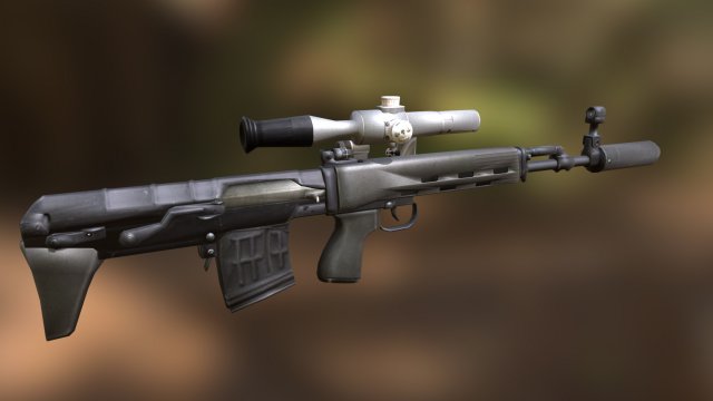 SVU sniper rifle with PSO-1 3D Model