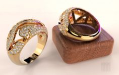 Womens ring with patterns and stones 3D Model