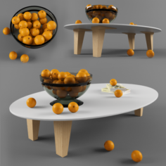 Table and orange 3D Model