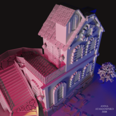 Night medieval house 3D Model