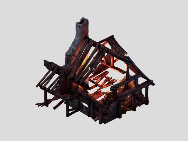 Burned houses 02 3D Model