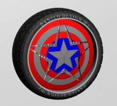Captain America Wheel Style Shield 3D Model