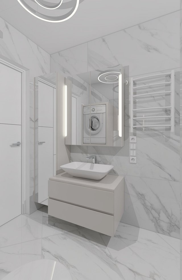 Cozy shower room with marble tiles Free 3D Model