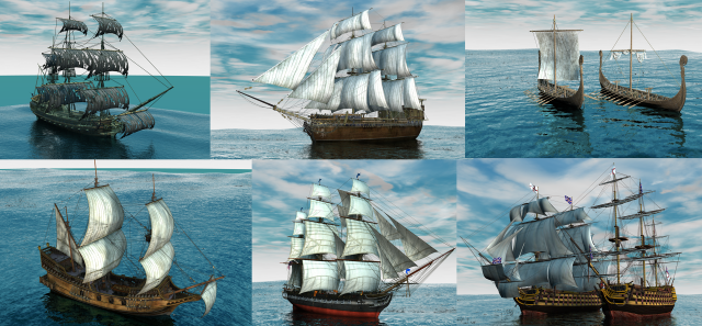 6 ship in 1 3D Model