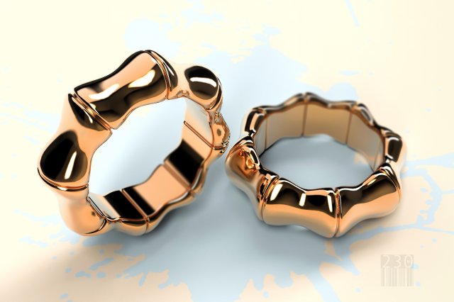 Fashionable gold ring 3D Model