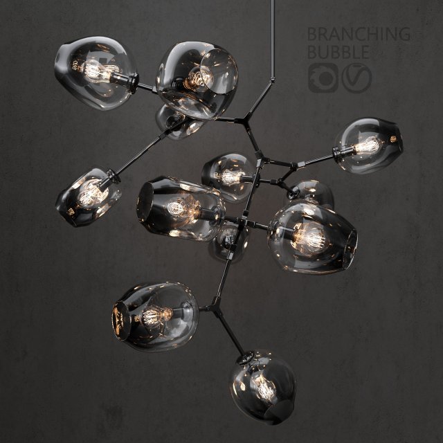 Branching bubble 12 lamps DARK BLACK 3D Model