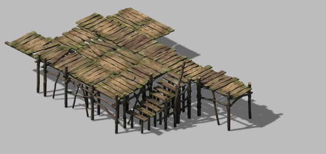 Pier – platform – wooden ladder 27 3D Model