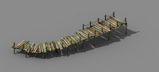 Explore the mountains – plank bridge 02 3D Model