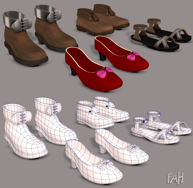 Shoes cartoon V02 3D Model